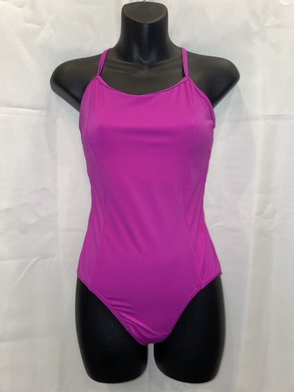 Illusion Mesh Fan Leotard Hot Pink - Small Adult