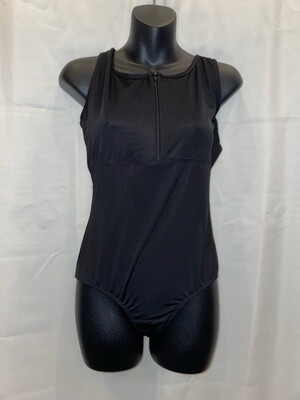 Black leo with Open Back and Zipper Front - 1XL