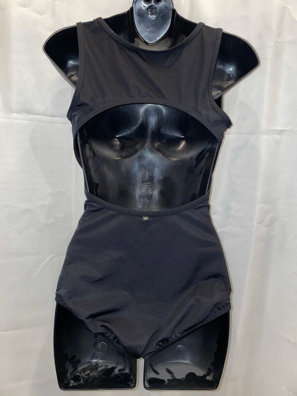 Black leo with Open Back and Zipper Front - 1XL