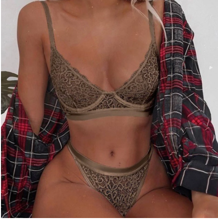Fashion Women&#39;s Ladies Sexy Lingerie Lace Top Bra G-string Ladies Triangle Thong Underwear Set Nightwear Sleepwear 2Pcs