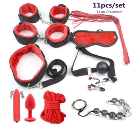 Sex Handcuffs Nipple Clamps Whip Mouth Gag Sex Mask Anal Plug Vibrator BDSM