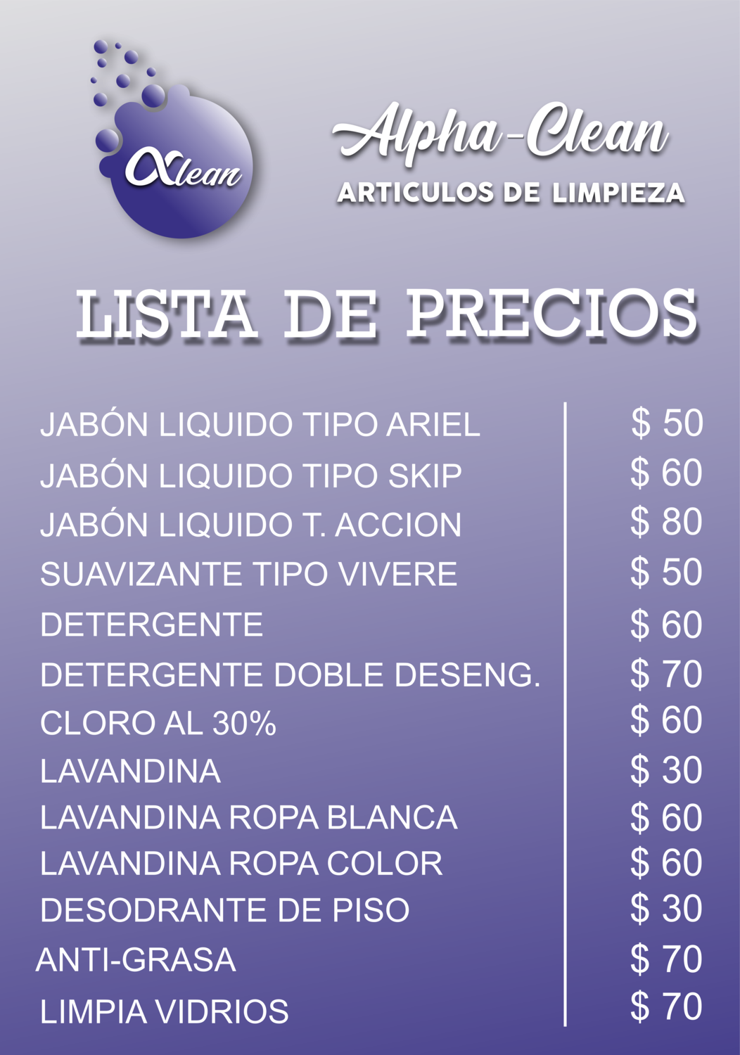 PRODUCTOS POR LITRO