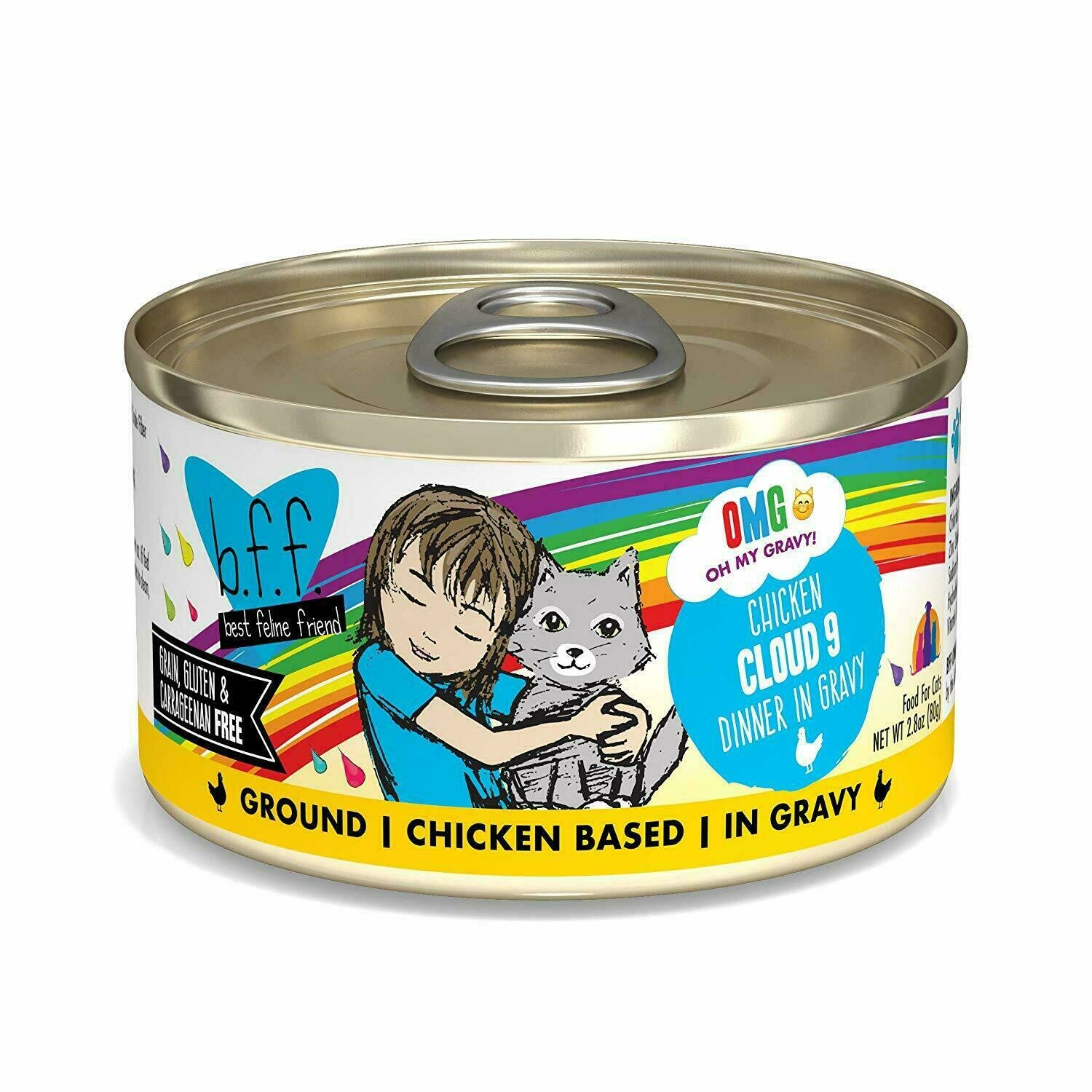 Weruva Best Feline Friend - B.F.F. Oh My Gravy! Cloud 9! Chicken Dinner in Gravy Grain-Free Wet Cat Food - 2.8 oz.
