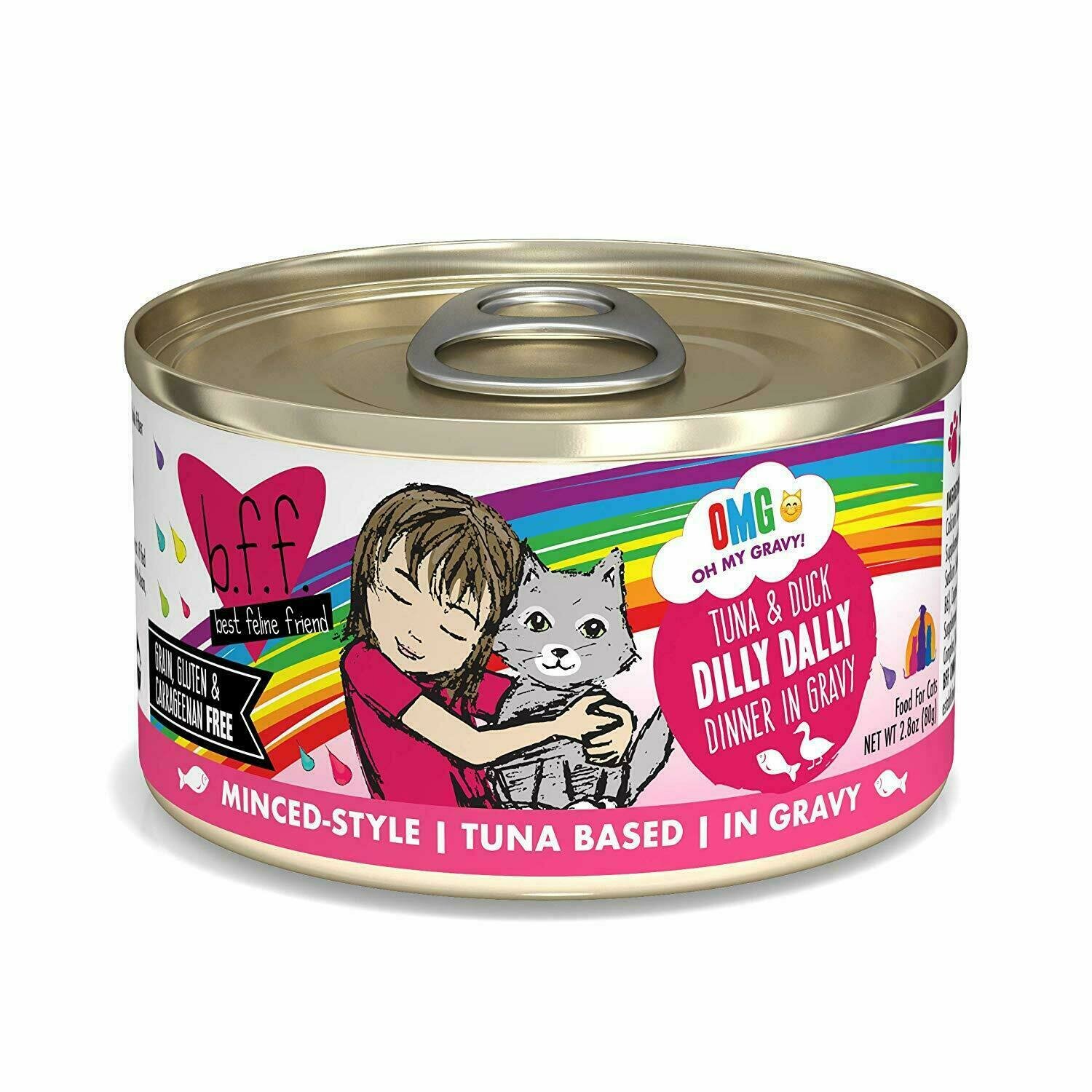 Weruva Best Feline Friend - B.F.F. Oh My Gravy! Dilly Dally! Tuna &amp; Duck Dinner in Gravy Grain-Free Wet Cat Food - 2.8 oz.
