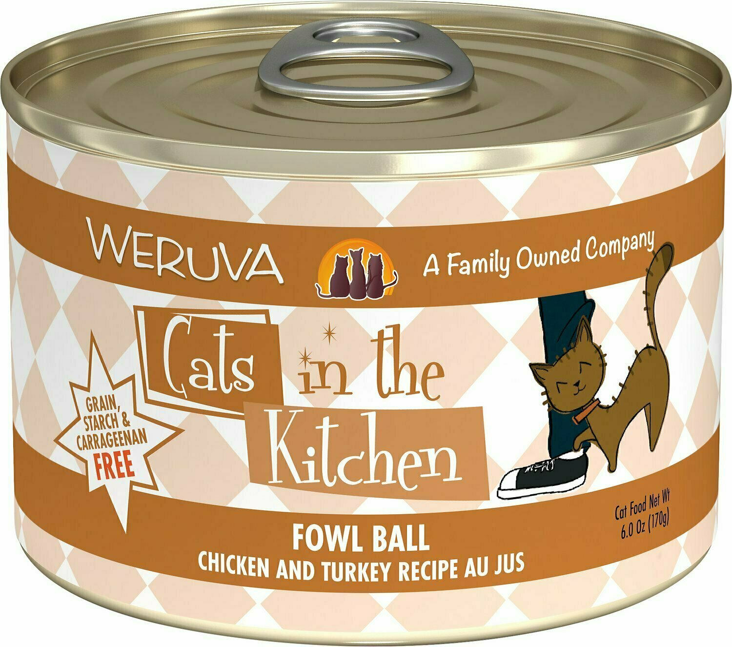 Weruva Cats in the Kitchen Fowl Ball Chicken &amp; Turkey Au Jus Grain-Free Wet Cat Food - 6 oz.