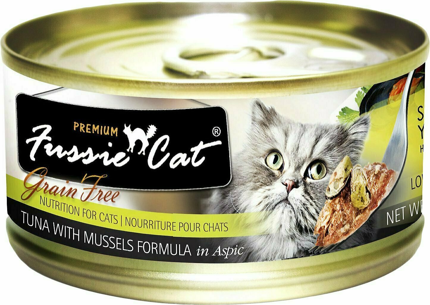 Fussie Cat Premium Tuna with Mussels Formula in Aspic Grain-Free Canned Cat Food - 2.82 oz.