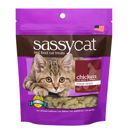 Herbsmith Sassy Cat Chicken With Apples &amp; Spinach Freeze-dried Cat Treats 1.25 oz