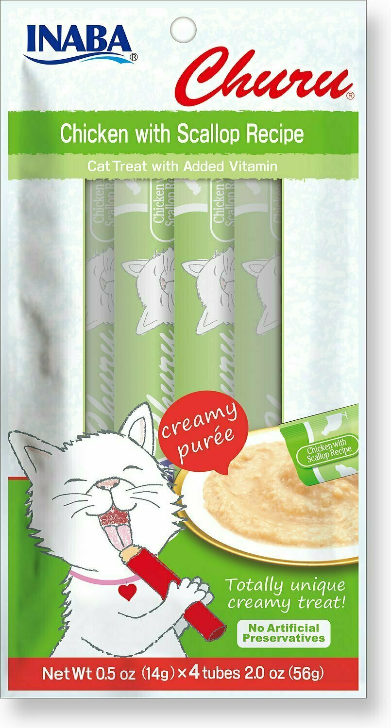 Inaba Churu Grain-Free Chicken with Scallop Puree Lickable Cat Treat