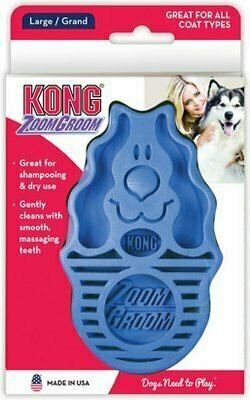 Kong Zoomgroom Multi-use Dog Brush, Large, Blue