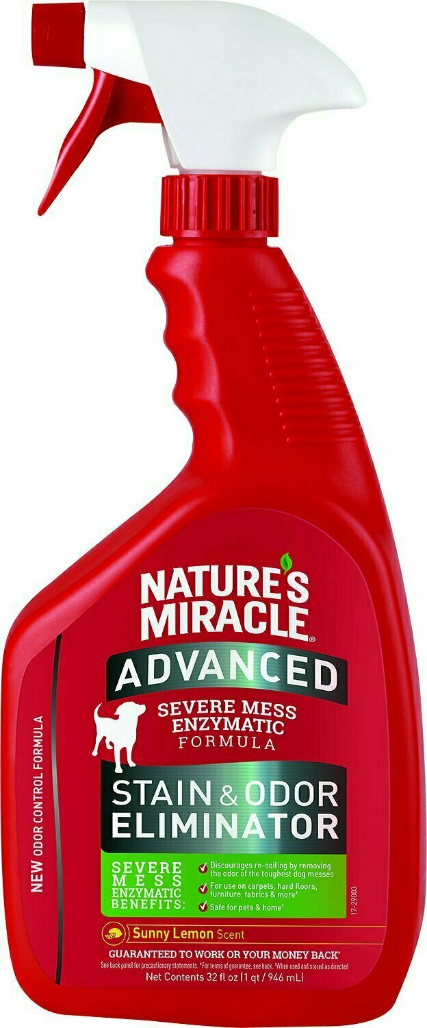 Nature&#39;s Miracle Dog Advanced Stain &amp; Odor Remover Spray Sunny Lemon - 32 oz. Bottle