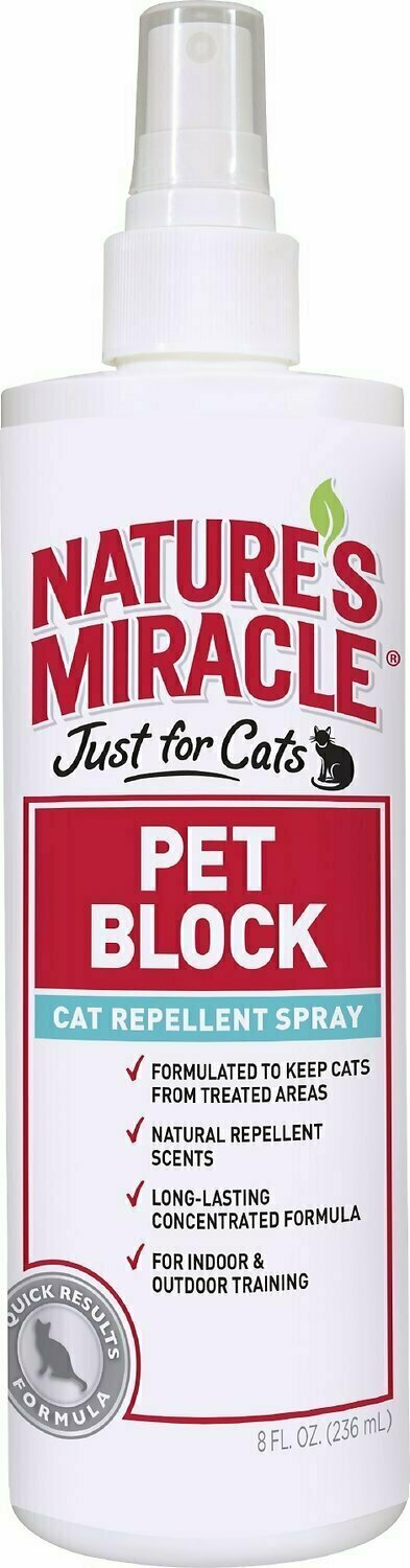 Nature&#39;s Miracle Just For Cats Pet Block Cat Repellent Spray - 8 oz. Bottle