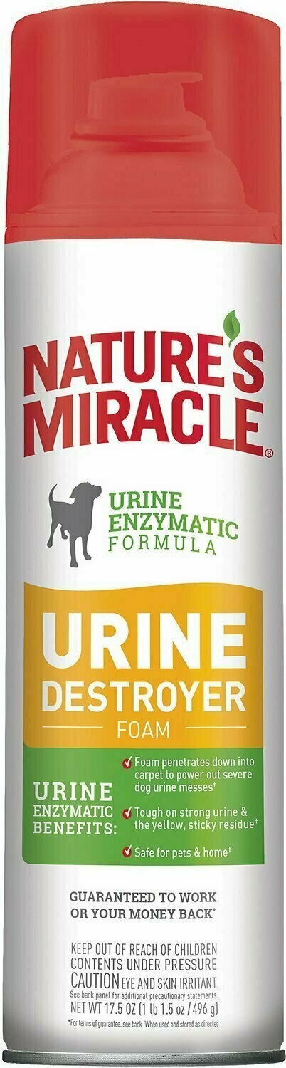 Nature&#39;s Miracle Dog Enzymatic Stain Urine Destroyer Foam Aerosol Spray - 17.5 oz. Bottle