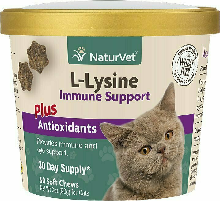 NaturVet L-Lysine Immune Support Plus Antioxidants Cat Supplement - 60 Pieces