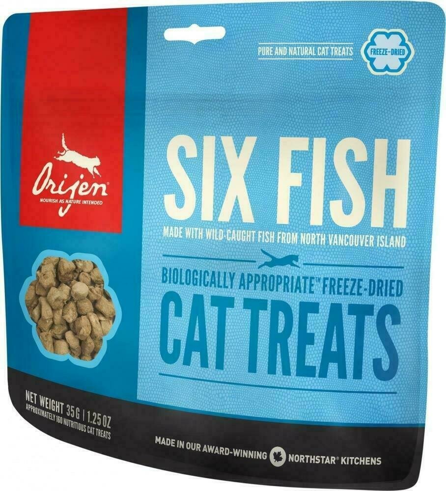 ORIJEN Grain Free Six Fish Freeze Dried Cat Treats - 1.25 oz.