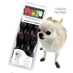 Pawz Natural Rubber Waterproof Dog Boots Black Tiny 12 ct