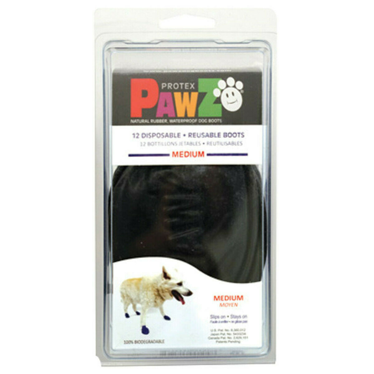 Pawz Natural Rubber Waterproof Dog Boots Medium Black 12 ct