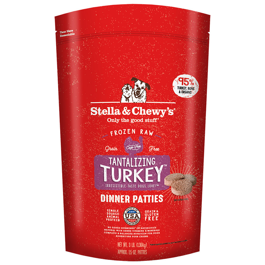 Stella &amp; Chewy&#39;s Tantalizing Turkey Dinner Patties Frozen Dog Food - 3 Pound