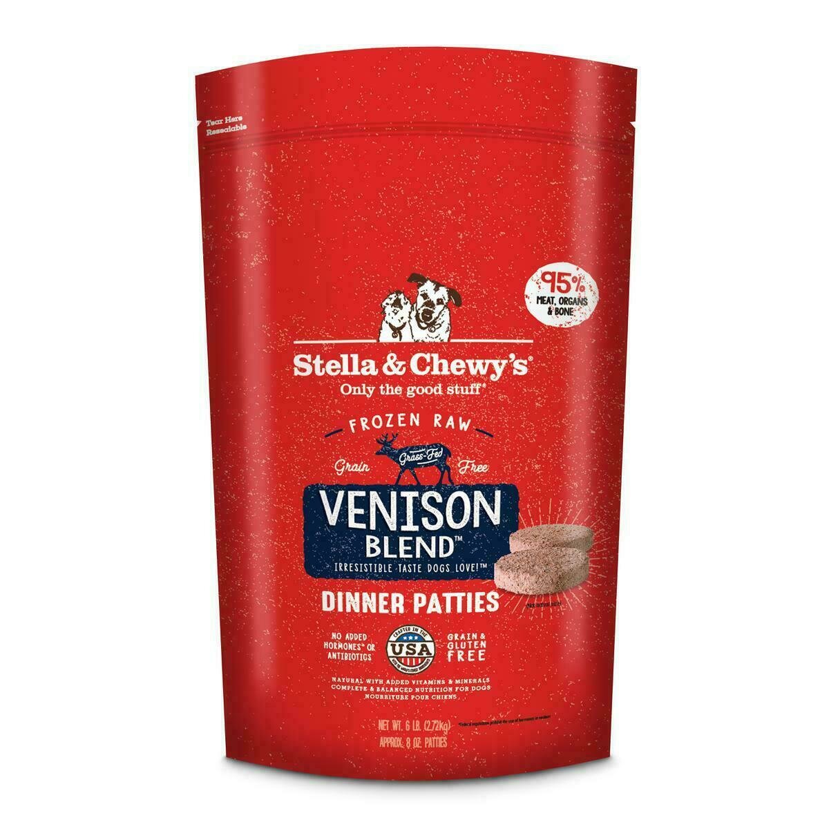 Stella &amp; Chewy&#39;s Venison Blend 8z Dinner Patties Grain-Free Raw Frozen Dog Food - 6 Pound