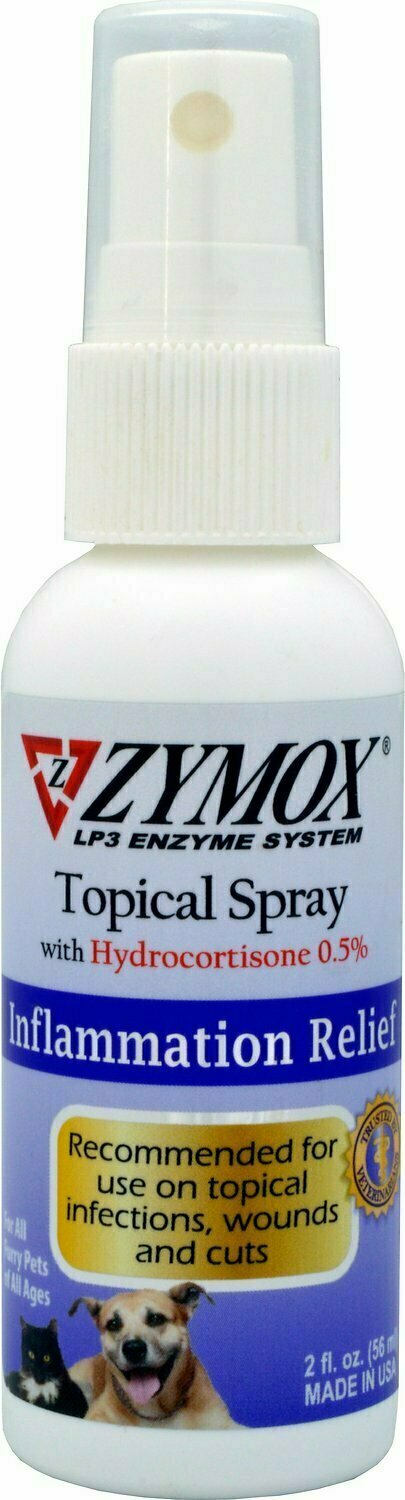 Zymox Enzymatic Topical Spray with Hydrocortisone 0.5% for Dogs &amp; Cats - 2 oz. Bottle
