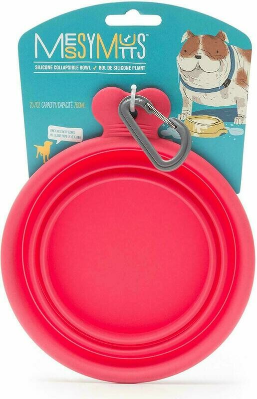 Messy Mutts Silicone Collapsible Dog Bowl - Red (Medium)