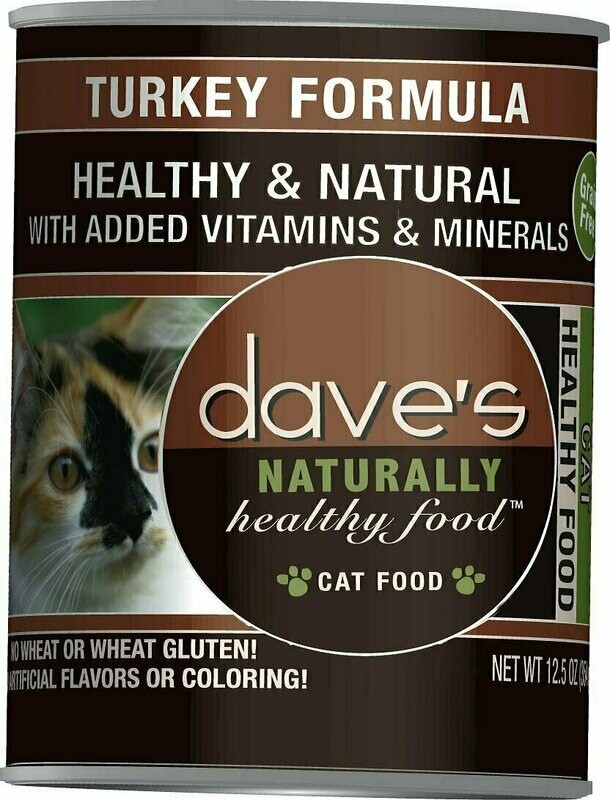 Dave&#39;s Cat Food Naturally Healthy Grain-Free Turkey Formula Canned Cat Food - 12.5 oz.