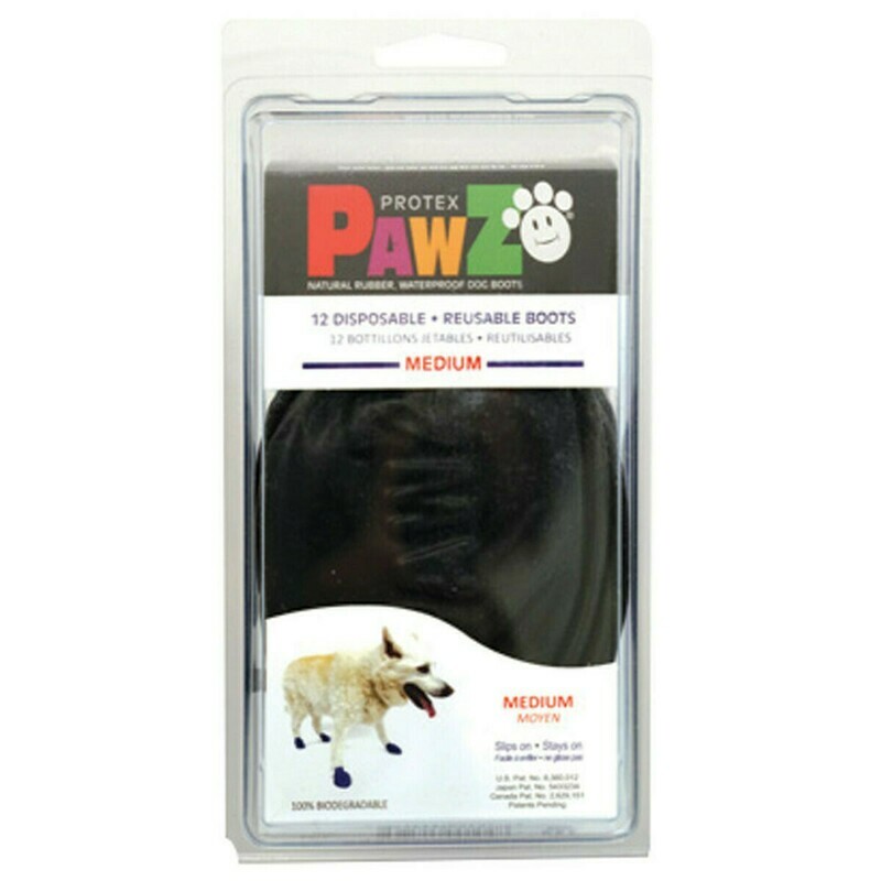 Pawz Natural Rubber Waterproof Dog Boots Medium Black 12 ct