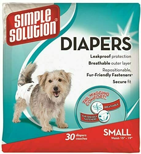 Simple Solution Disposable Super Absorbent Leak-proof Fit Dog Diapers Small, 30 Ct