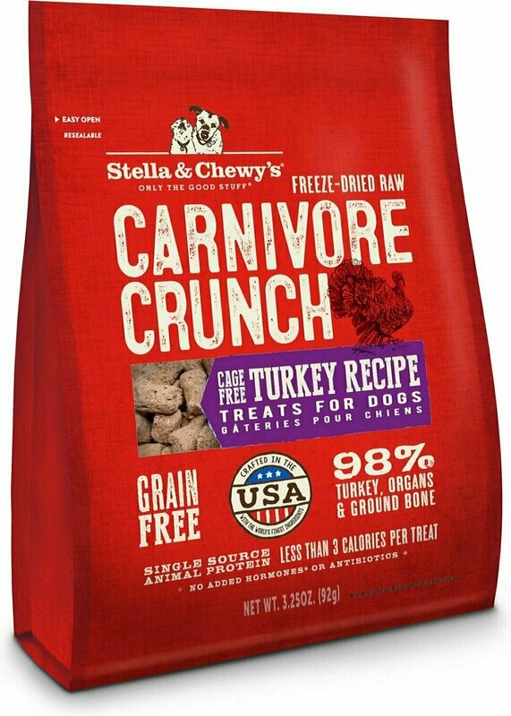 Stella &amp; Chewy&#39;s Carnivore Crunch Cage-Free Turkey Recipe Freeze-Dried Dog Treats - 3.25 oz. bag