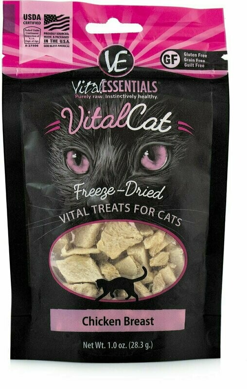 Vital Essentials Vital Cat Treats Chicken Breast Freeze-Dried Cat Treats - 1 oz. Bag