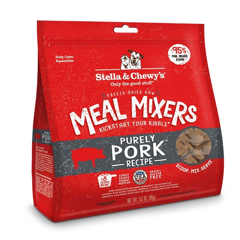 Stella &amp; Chewy&#39;s Meal Mixers Freeze-Dried Dog Food Topper, Purely Pork, 3.5 oz. bag
