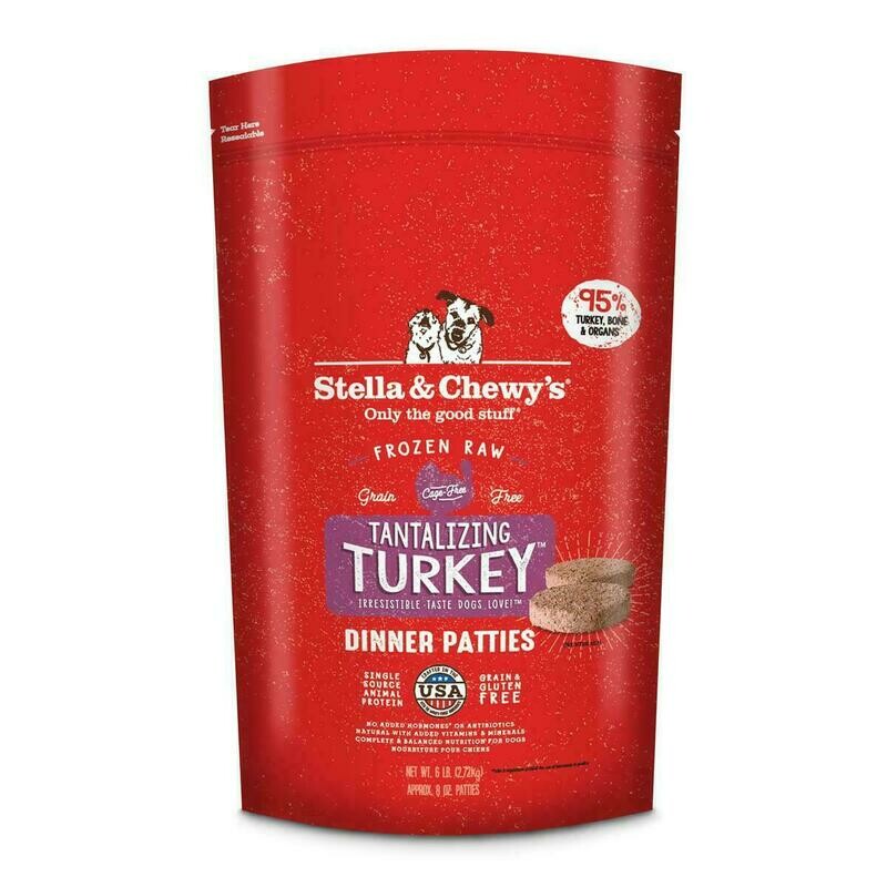 Stella &amp; Chewy&#39;s Tantalizing Turkey Dinner Patties Raw Frozen Dog Food - 6 Pound