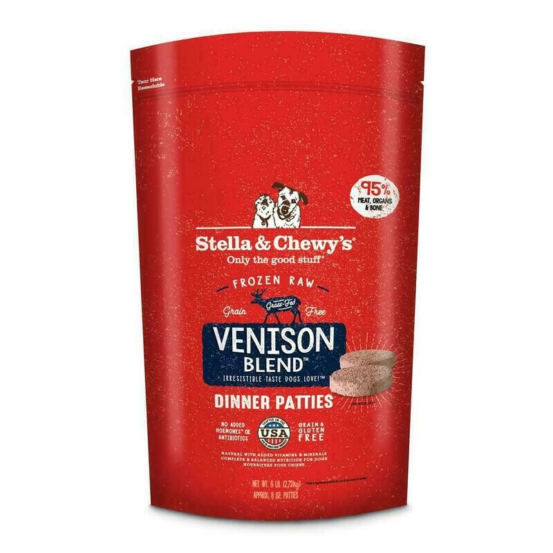 Stella &amp; Chewy&#39;s Venison Blend 8z Dinner Patties Grain-Free Raw Frozen Dog Food - 6 Pound