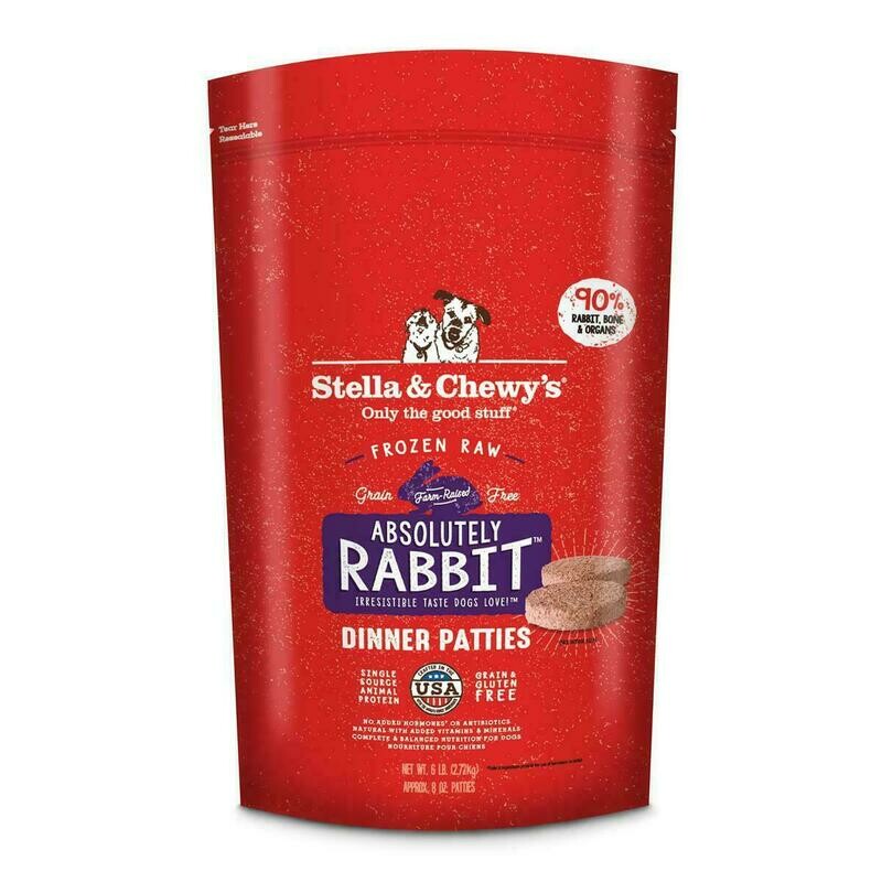 Stella &amp; Chewy&#39;s Absolutely Rabbit 8 oz. Dinner Patties Raw Frozen Dog Food - 6 Pound