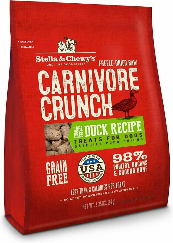 Stella &amp; Chewy&#39;s Carnivore Crunch Cage-Free Duck Recipe Freeze-Dried Dog Treats - 3.25 oz. bag