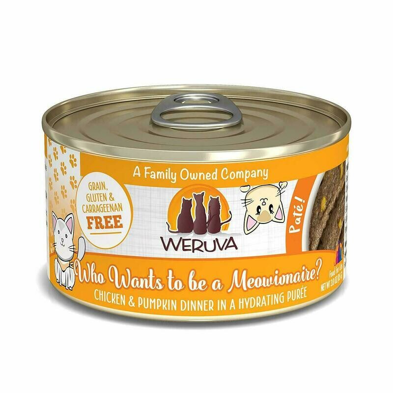 Weruva Classic Cat Paté Who Wants to Be a Meowionaire Paté Chicken &amp; Pumpkin Dinner in Puree Wet Cat Food - 3 oz. can