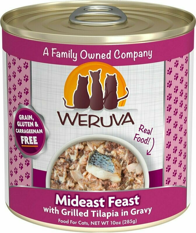 Weruva Cat Classic Mideast Feast with Grilled Tilapia in Gravy Grain-Free Wet Cat Food - 10 oz.