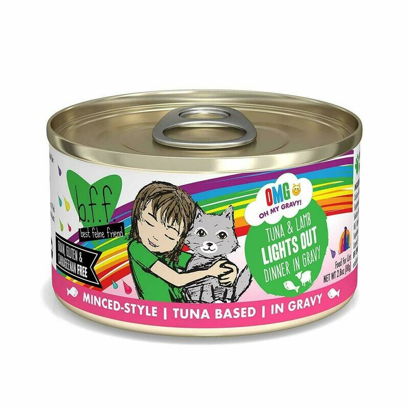 Weruva Best Feline Friend - B.F.F. Oh My Gravy! Lights Out! Tuna &amp; Lamb Dinner in Gravy Grain-Free Wet Cat Food - 2.8 oz.