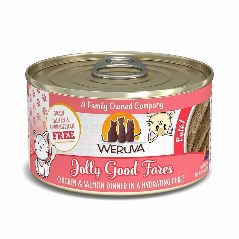 Weruva Classic Cat Paté  Jolly Good Fares Chicken &amp; Salmon Dinner in Puree Wet Cat Food - 3 oz. can