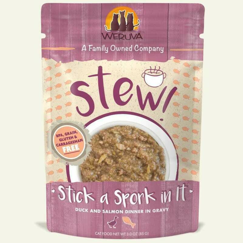 Weruva Cat Stew! Stick a Spork in It Duck &amp; Salmon Dinner in Gravy Wet Cat Food - 3 oz.