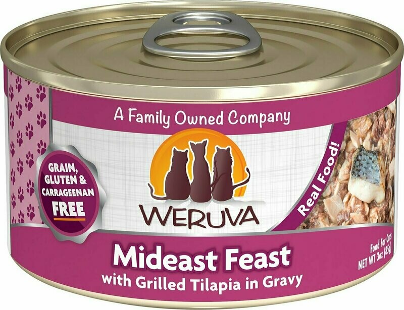 Weruva Cat Classic Mideast Feast with Grilled Tilapia in Gravy Grain-Free Wet Cat Food - 3 oz.