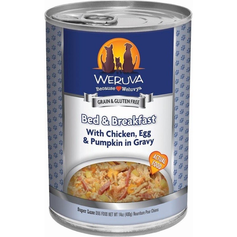 Weruva Dog Classic Bed &amp; Breakfast with Chicken, Egg, &amp; Pumpkin in Gravy Grain-Free Wet Dog Food - 14 oz.