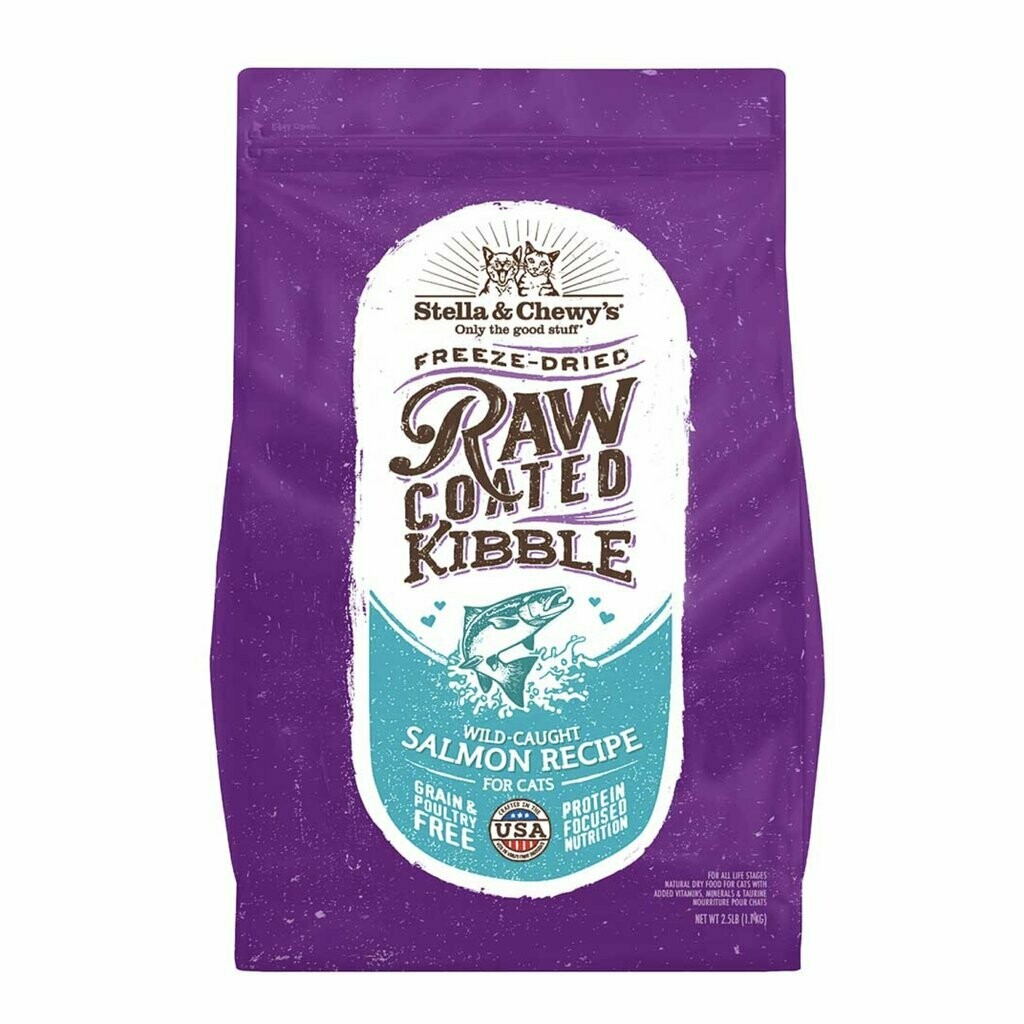 Stella &amp; Chewy Cat Freeze Dried Raw Coated Kibble Salmon 5lb.