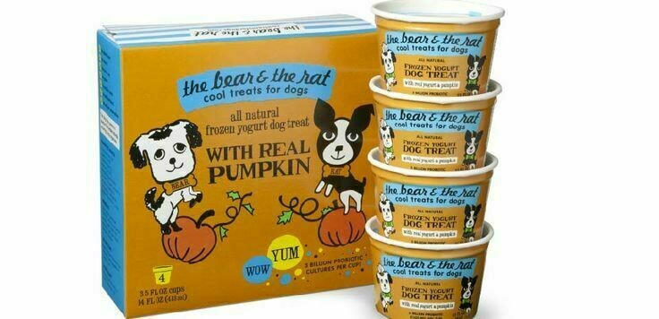 The Bear &amp; The Rat Frozen Yogurt With Real Yogurt &amp; Pumpkin Frozen Dog Treats - 3.5 oz. - 4 Pack