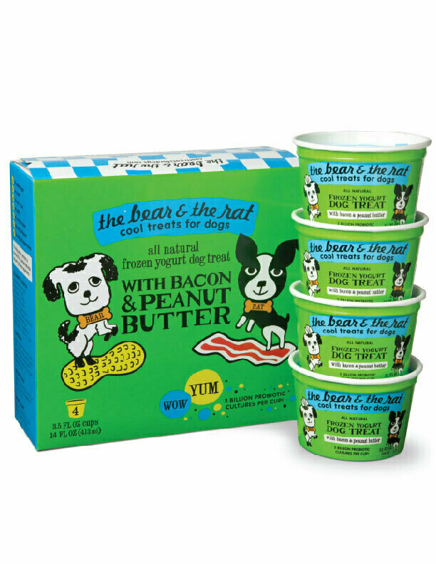 The Bear &amp; The Rat Frozen Yogurt With Bacon &amp; Peanut Butter Frozen Dog Treats - 3.5 oz. - 4 Pack