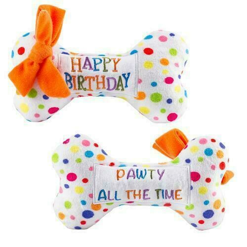 Haute Diggity Dog Happy Birthday Bone Plush Dog Toy (Small)