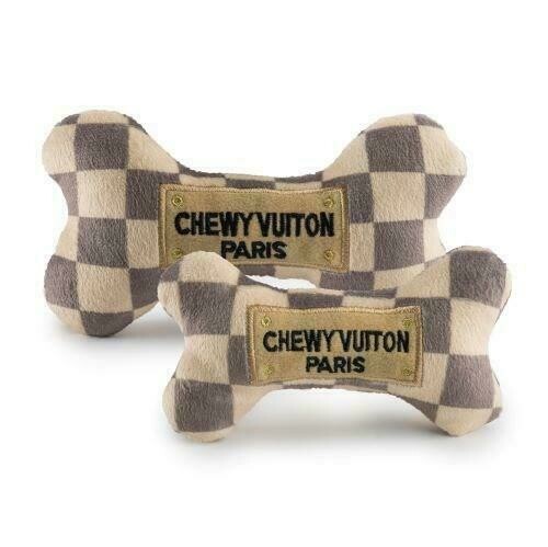 Haute Diggity Dog Checker Chewy Vuiton Bone Plush Dog Toy - Large, 6&#39;&#39;