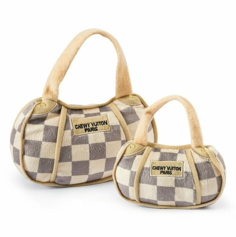 Haute Diggity Dog Checker Chewy Vuiton Purse Plush Dog Toy - Small, 3.5&#39;&#39;