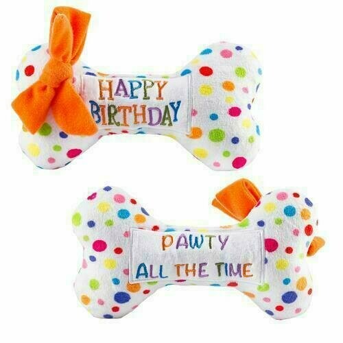 Haute Diggity Dog Happy Birthday Bone Plush Dog Toy (XLarge)
