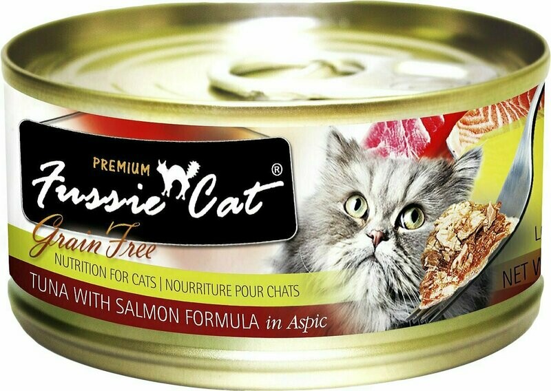 Fussie Cat Premium Tuna with Salmon Formula in Aspic Grain-Free Canned Cat Food - 2.82 oz.