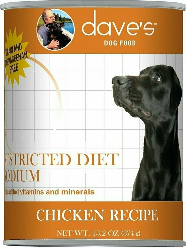 Dave&#39;s Restricted Sodium Chicken Recipe Canned Dog Food - 13 oz